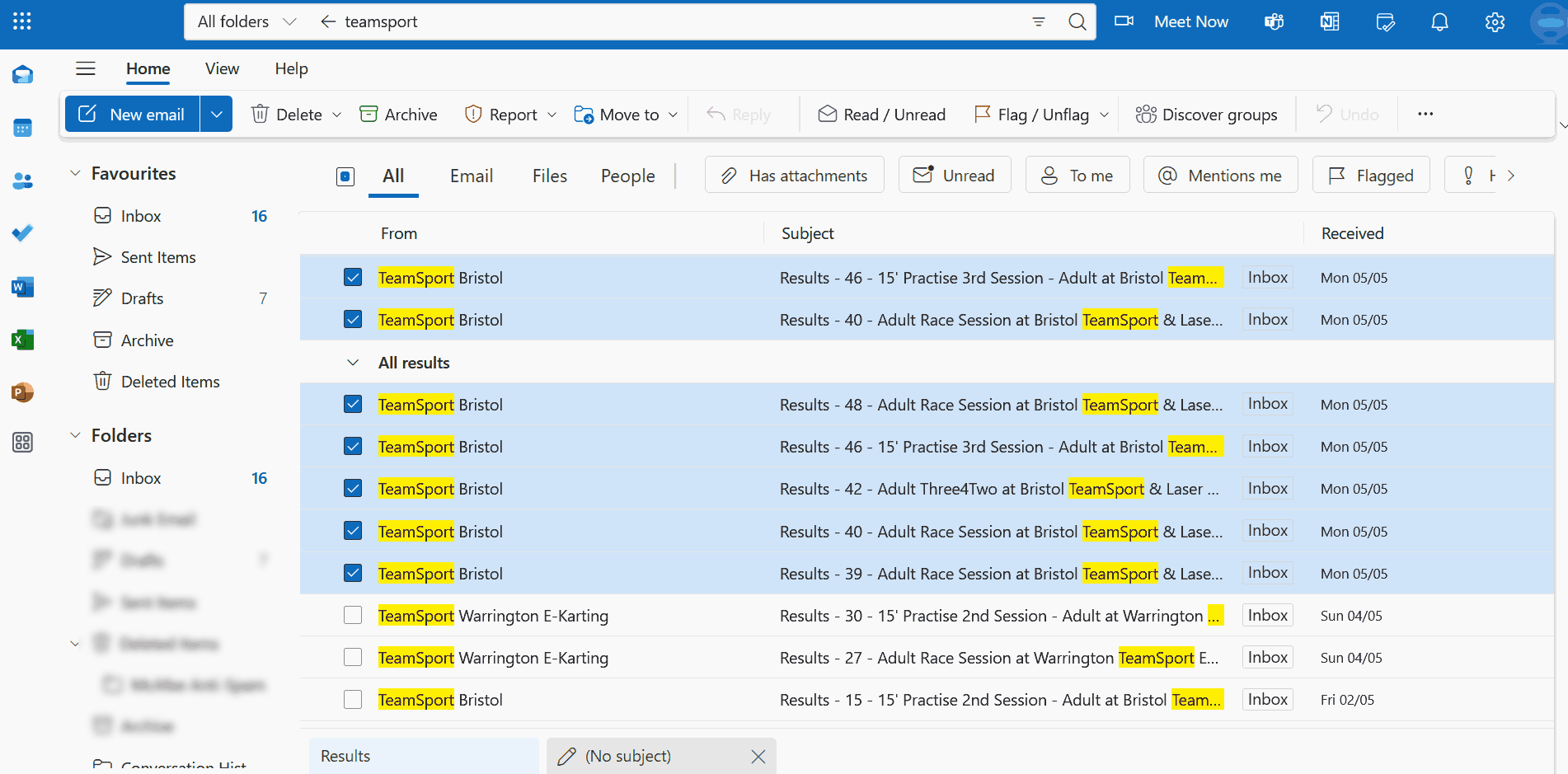 A gif showing selected emails being dragged into the new email